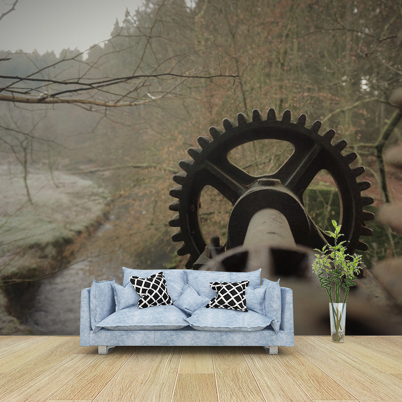 Metal Gear Wall Mural Removable Wallpaper for Living Room Decor, Water Resistant