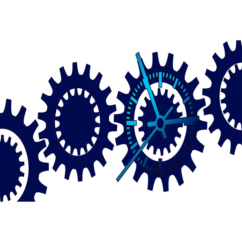 Metal Gear Illustration Wall Mural for Dining Room Moisture Resistant, Personalized Size Available