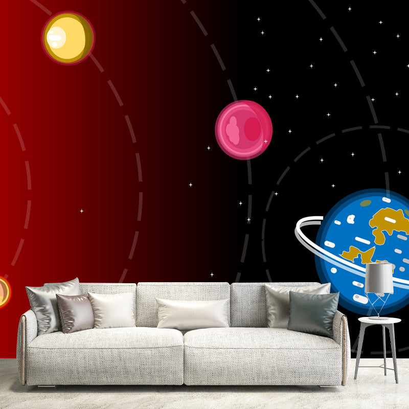 Cosmic Illustration Mural Decal Eco-friendly Wallpaper for Children's Bedroom