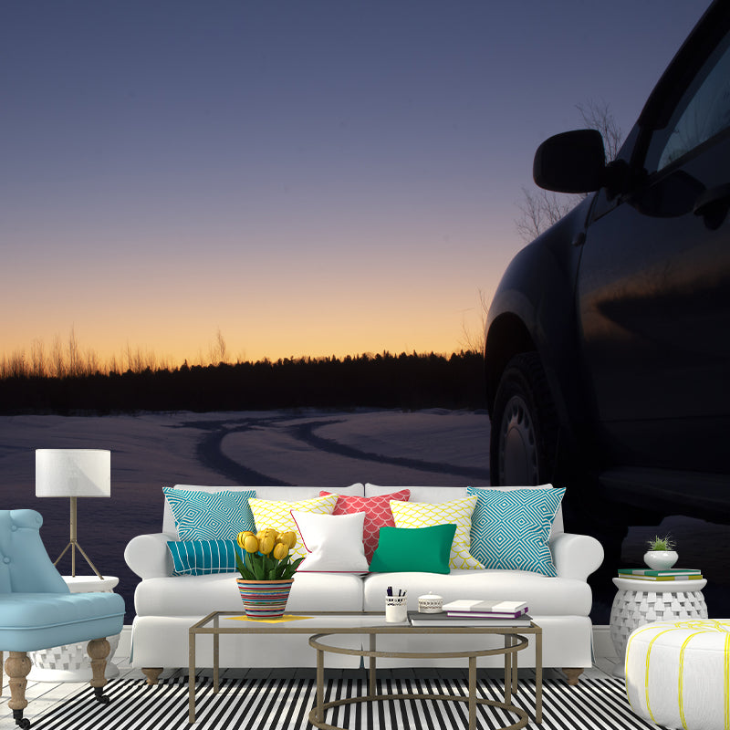 Car Transportation Mural Stain Resistant Living Room Wall Decor, Made to Measure