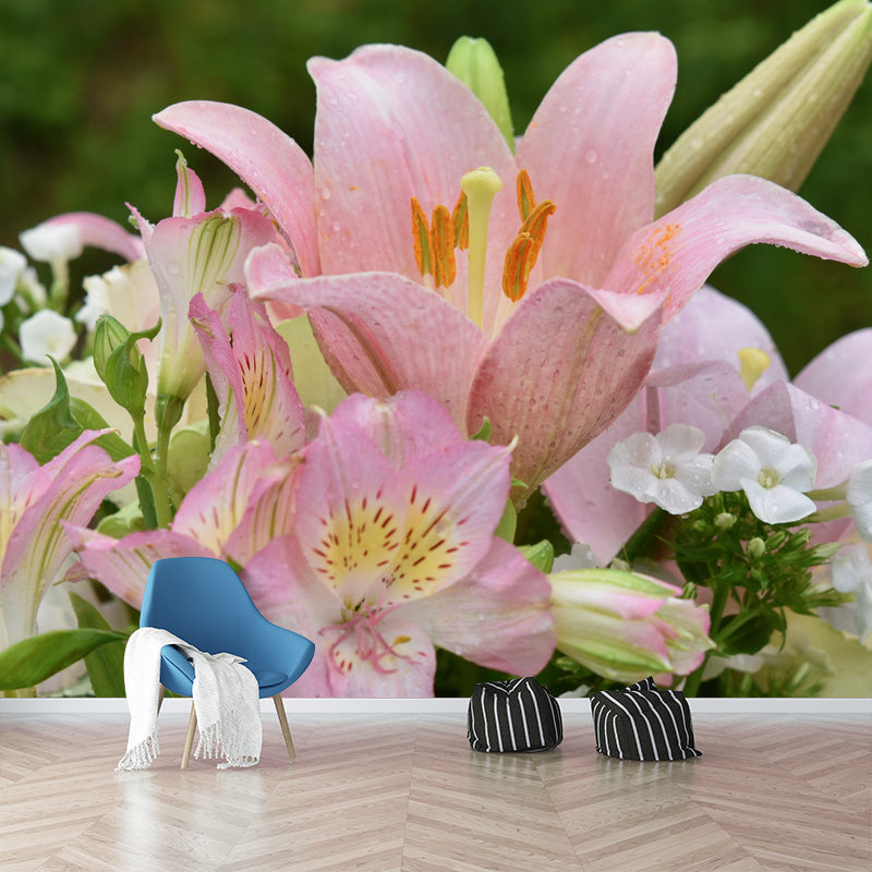 Beautiful Lily Mural Stain Resistant Dining Room Wall Decor, Made to Measure