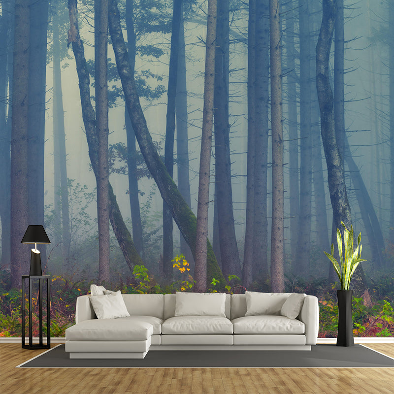 Photography Forest Mural Wallpaper for Room Wall Covering in Soft Color