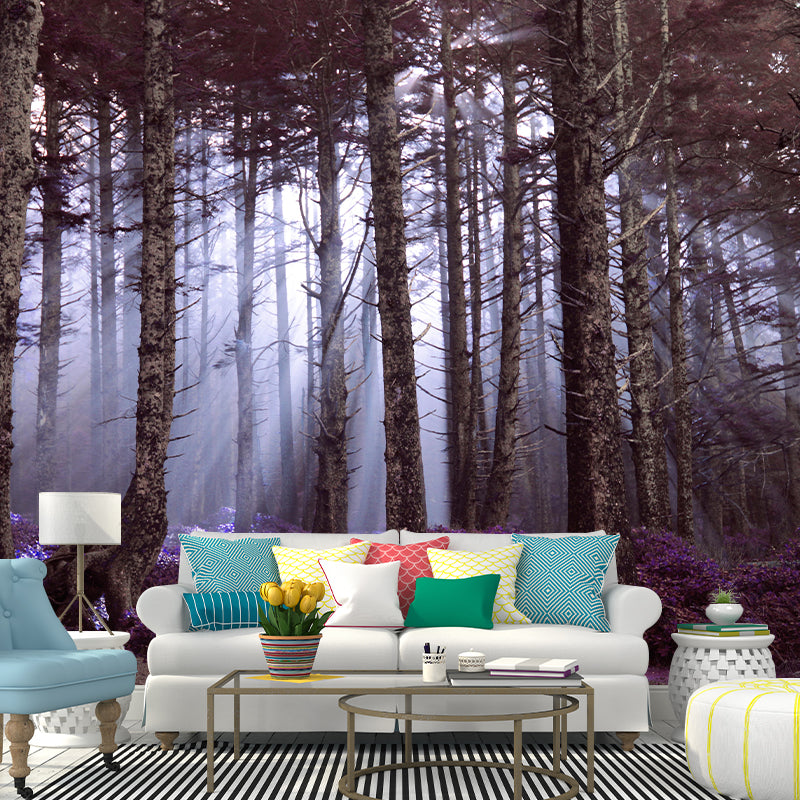 Photography Forest Mural Wallpaper for Room Wall Covering in Soft Color
