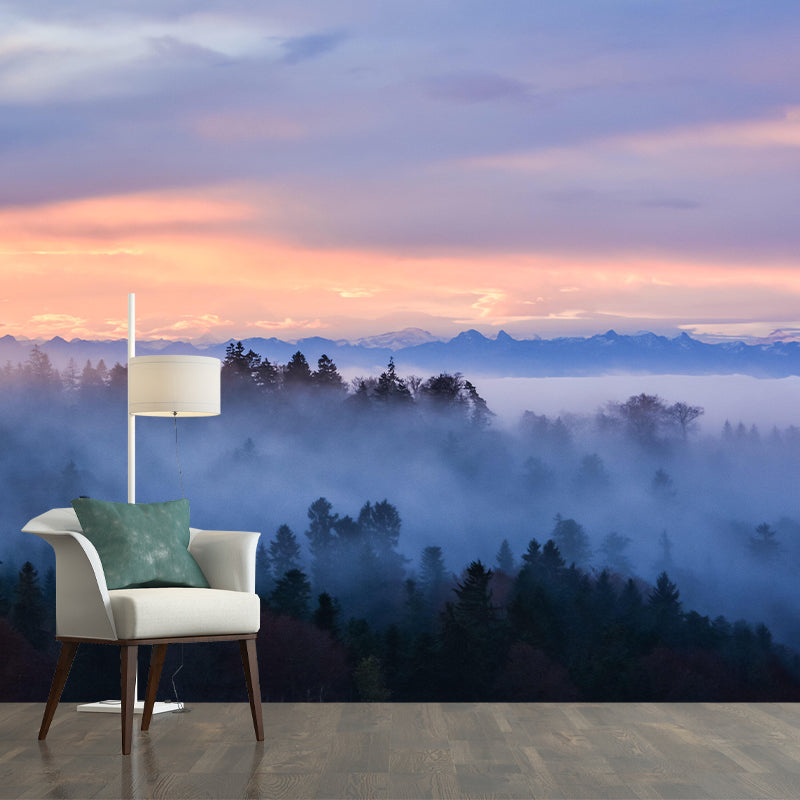 Contemporary Forest Wall Mural Environment Friendly Wallpaper for Sitting Room