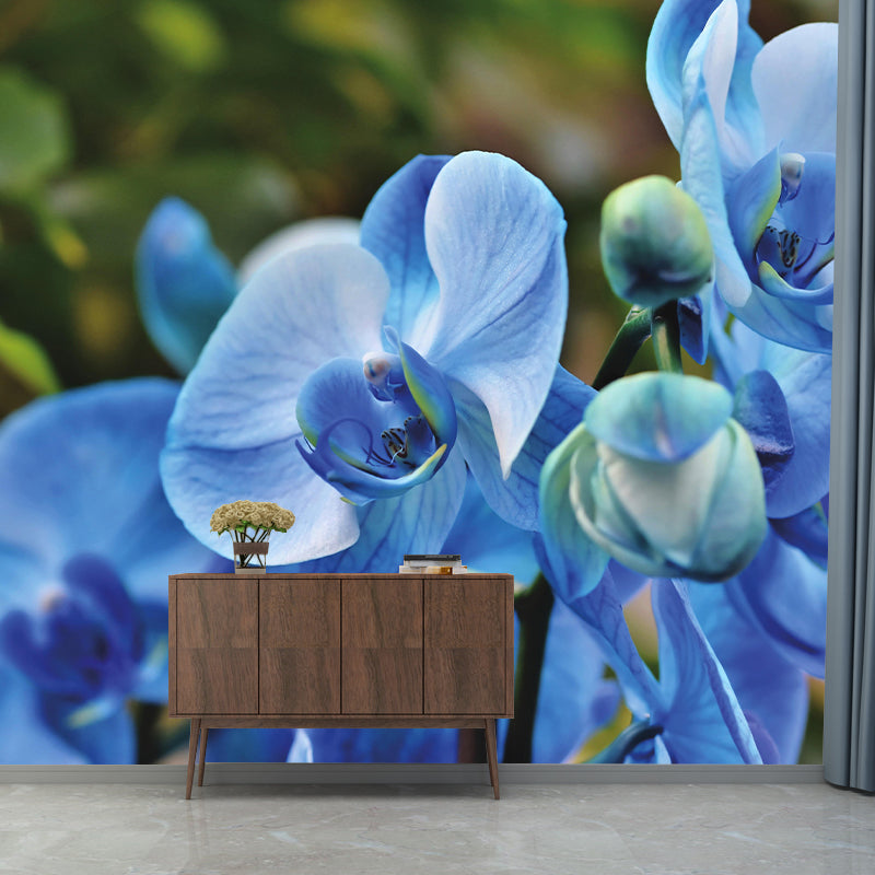 Customized Orchid Mural Wall Covering Decorative Mildew Resistant for Living Room