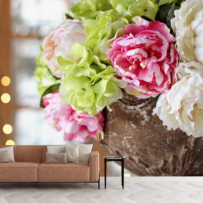 Customized Flower Basket Mural Wall Covering Decorative Mildew Resistant for Living Room