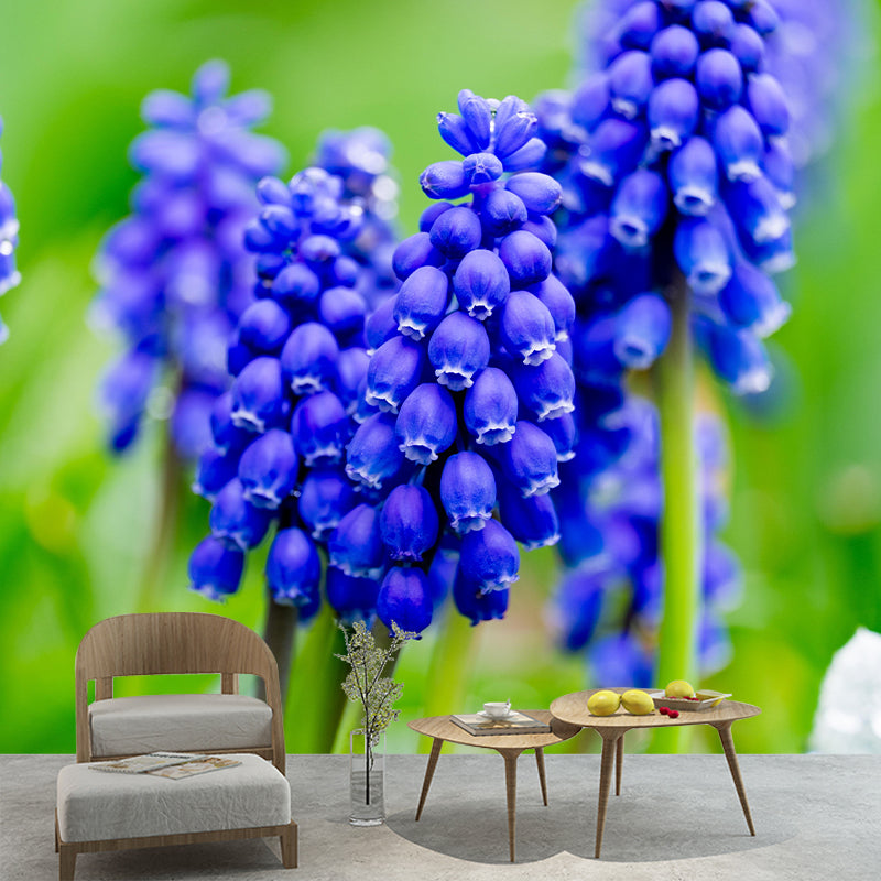 Customized Hyacinth Mural Wall Covering Decorative Mildew Resistant for Living Room