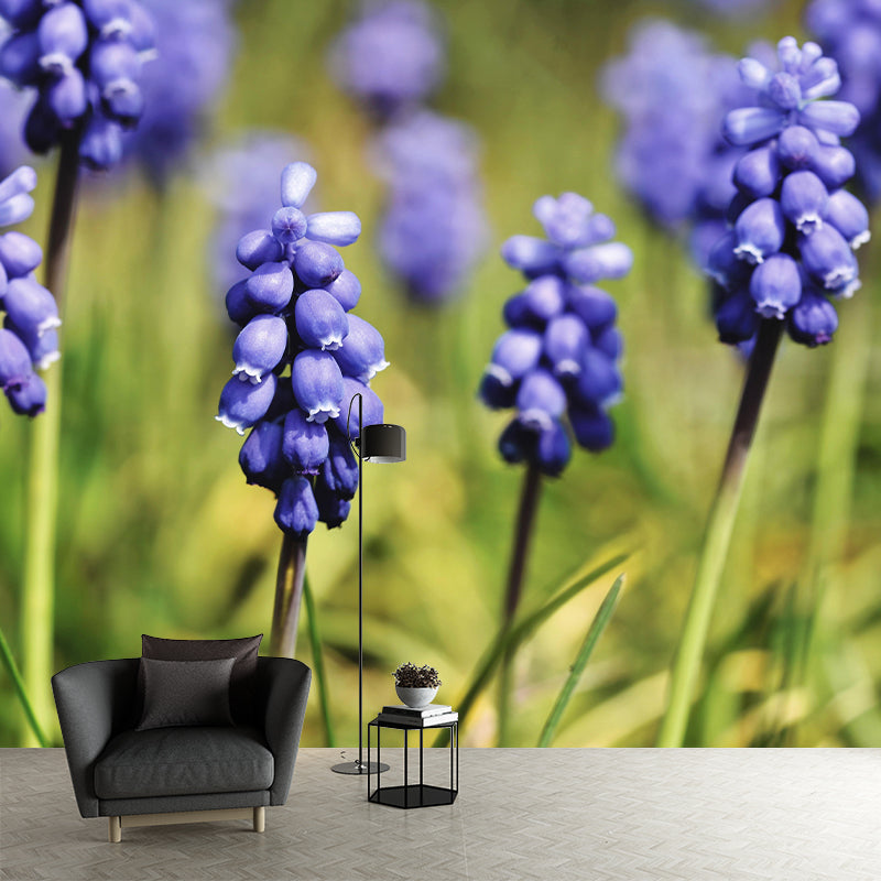 Customized Hyacinth Mural Wall Covering Decorative Mildew Resistant for Living Room