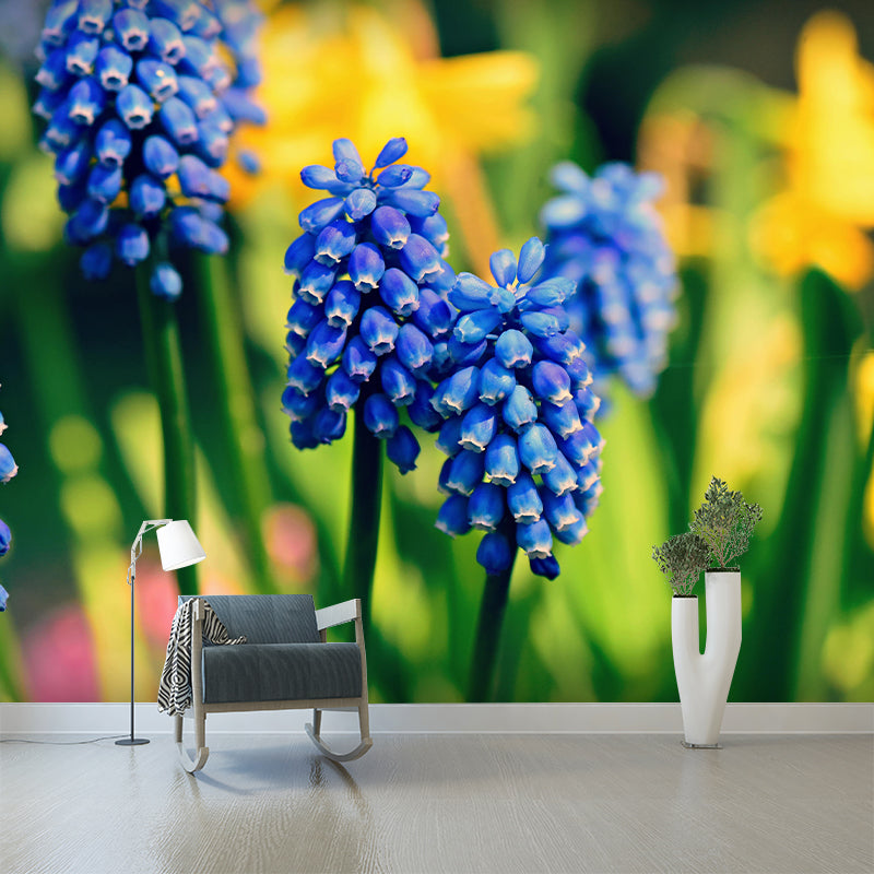 Customized Hyacinth Mural Wall Covering Decorative Mildew Resistant for Living Room