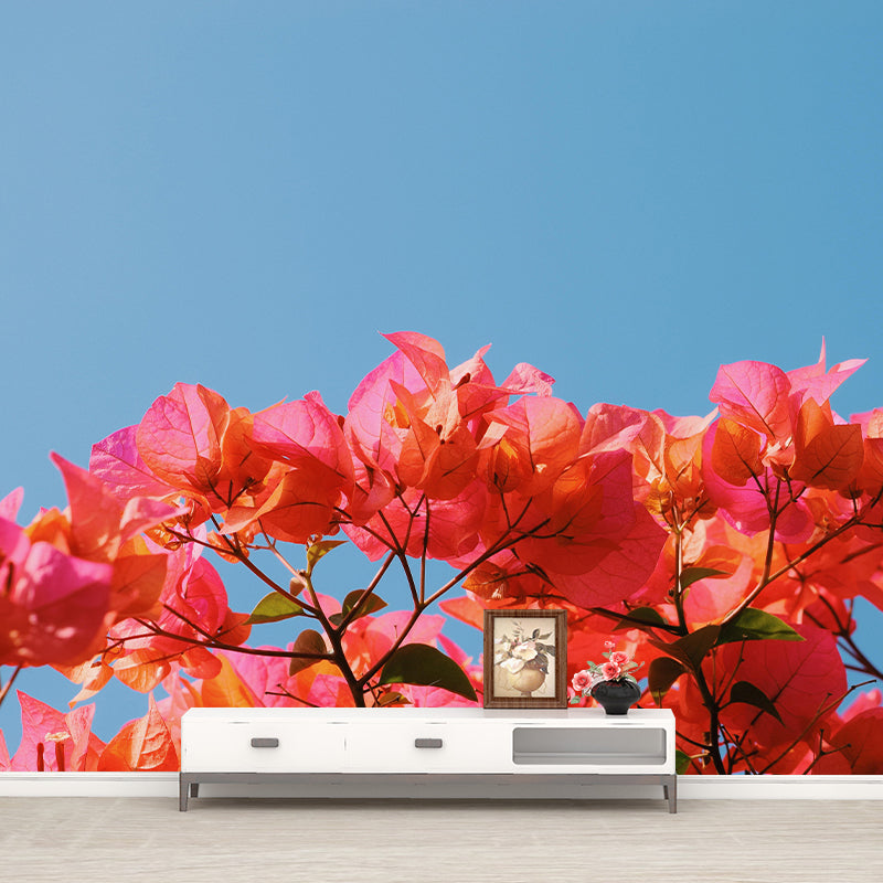 Customized Bougainvillea Mural Wall Covering Decorative Mildew Resistant for Living Room
