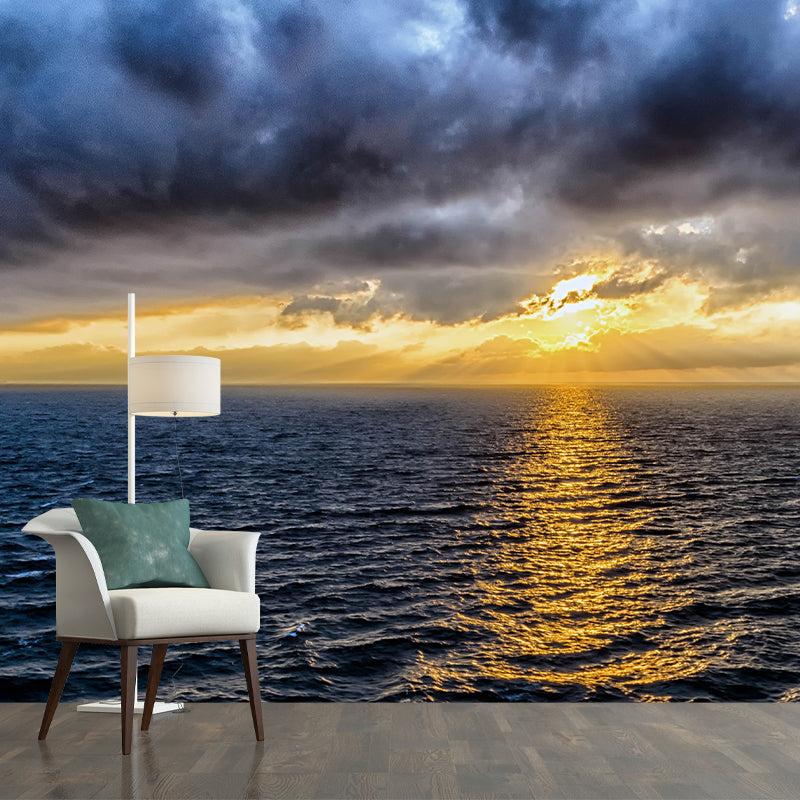 Sea Mural Wall Covering Decorative Mildew Resistant for Bathroom