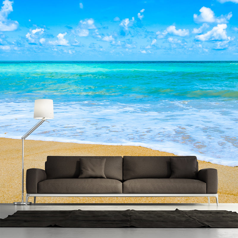 Contemporary Sea Wall Mural Environment Friendly Wallpaper for Sitting Room