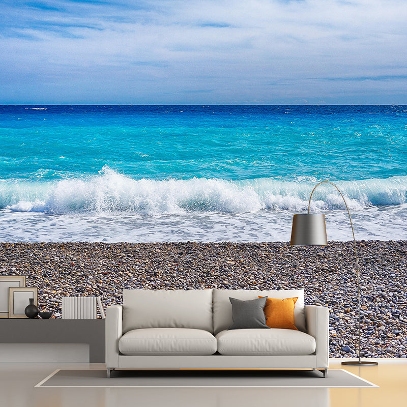 Contemporary Sea Wall Mural Environment Friendly Wallpaper for Sitting Room