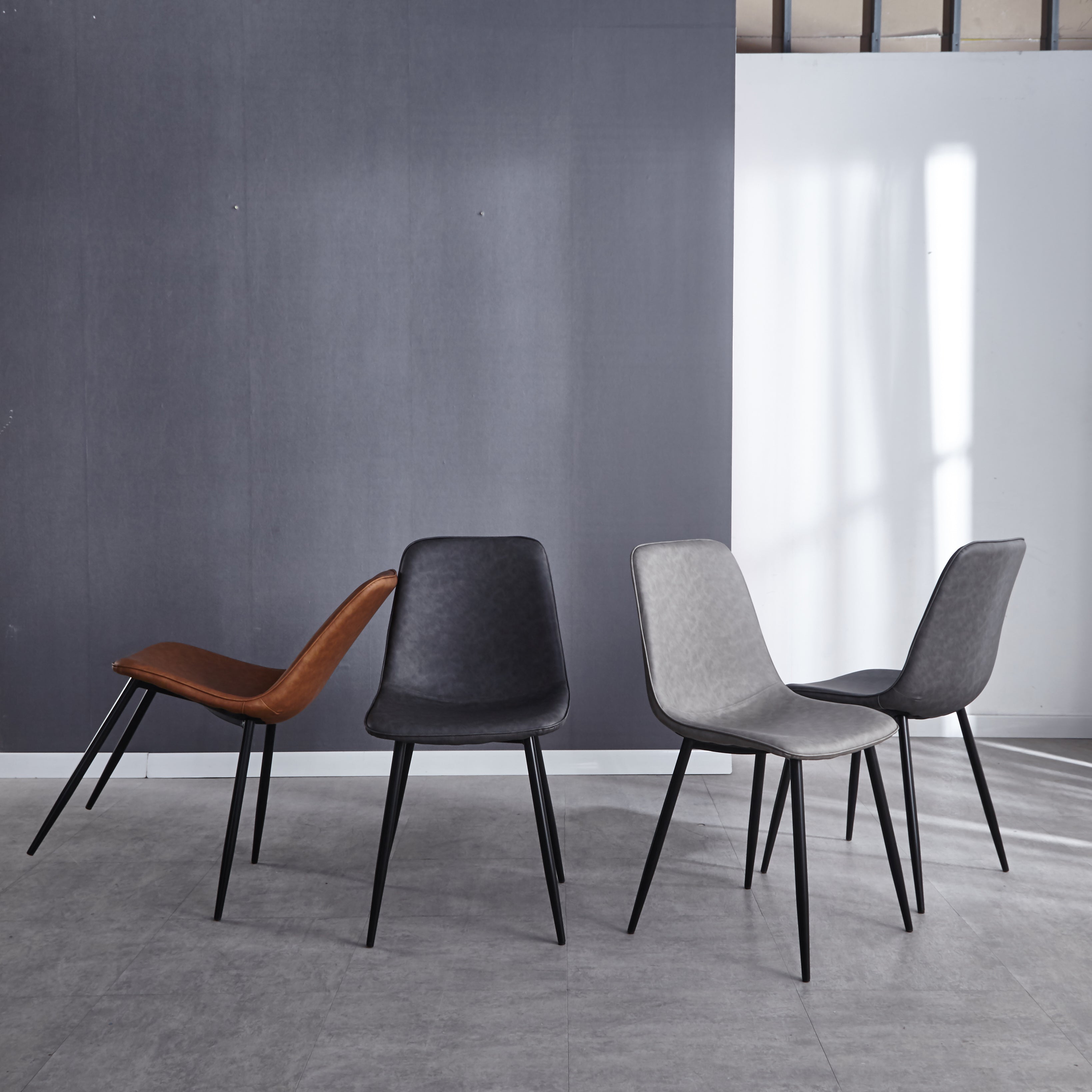 Moderne stijl faux lederen stoelen stevige achterste dinerkant -stoel voor thuisgebruik