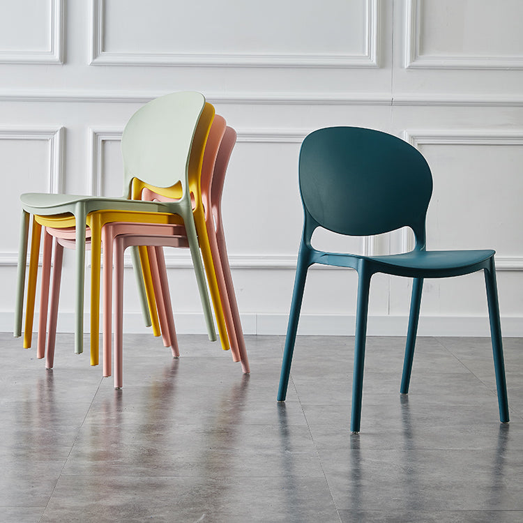 Plastic Contemporary Dining Room Chairs Matte Finish Open Back Dining Side Chairs