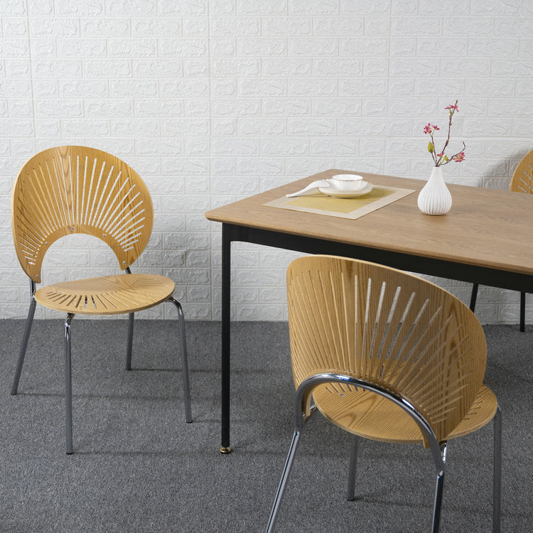 Ensemble de chaises de salle à manger de cuisine en bois de style moderne, chaises latérales à dossier ouvert