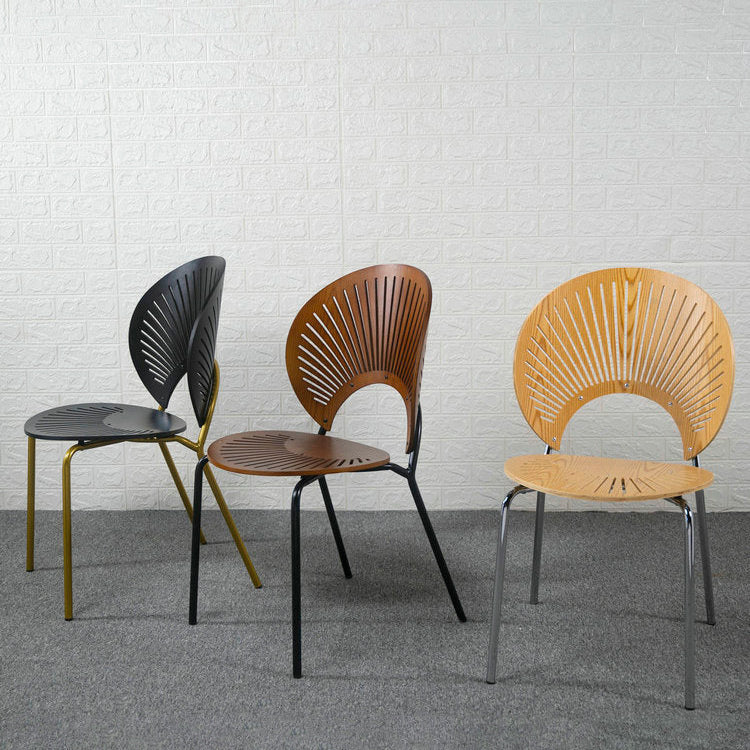Ensemble de chaises de salle à manger de cuisine en bois de style moderne, chaises latérales à dossier ouvert