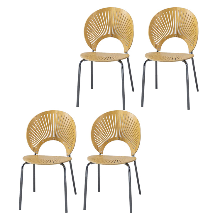Ensemble de chaises de salle à manger de cuisine en bois de style moderne, chaises latérales à dossier ouvert