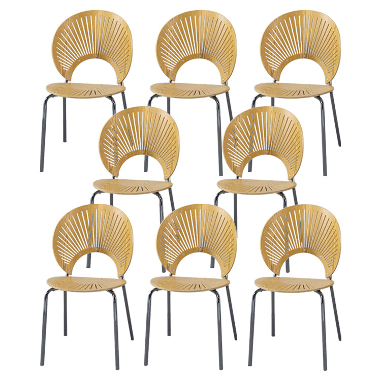 Ensemble de chaises de salle à manger de cuisine en bois de style moderne, chaises latérales à dossier ouvert