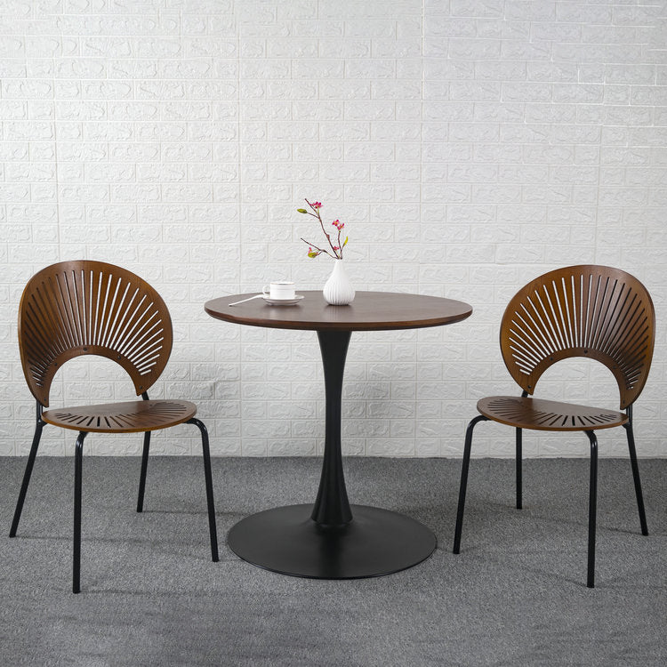 Ensemble de chaises de salle à manger de cuisine en bois de style moderne, chaises latérales à dossier ouvert