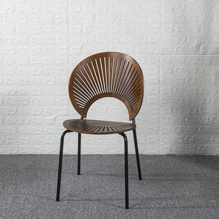 Ensemble de chaises de salle à manger de cuisine en bois de style moderne, chaises latérales à dossier ouvert