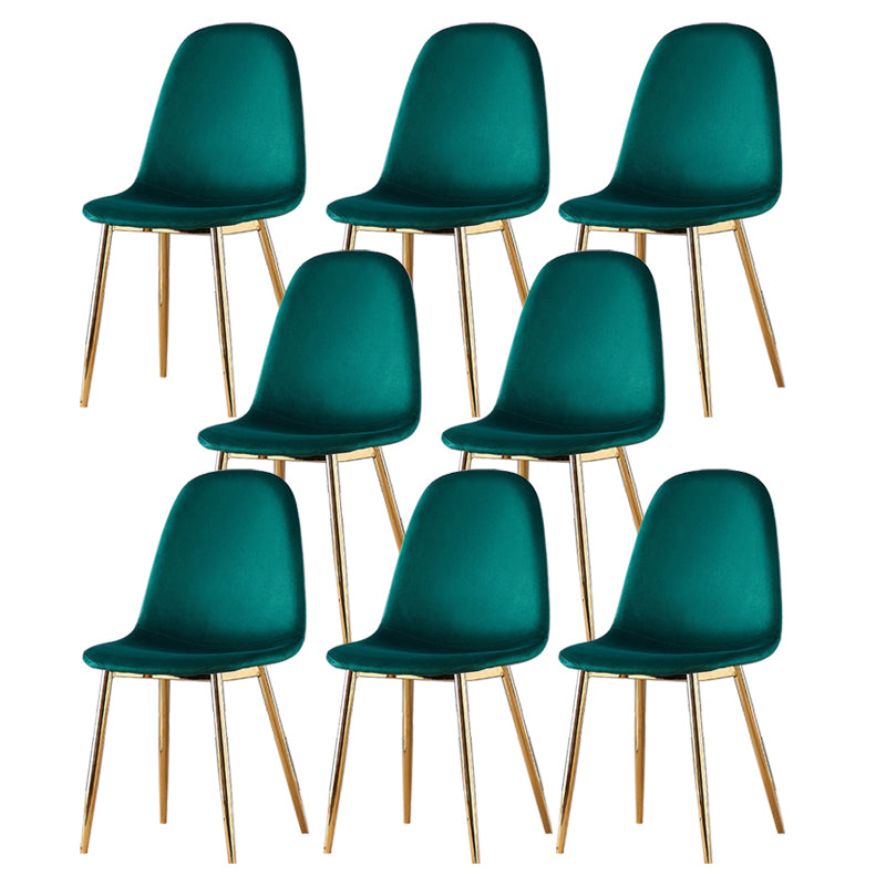 Indoor Armless Dining Chairs Velvet Solid Back Side Chairs with Metal Legs