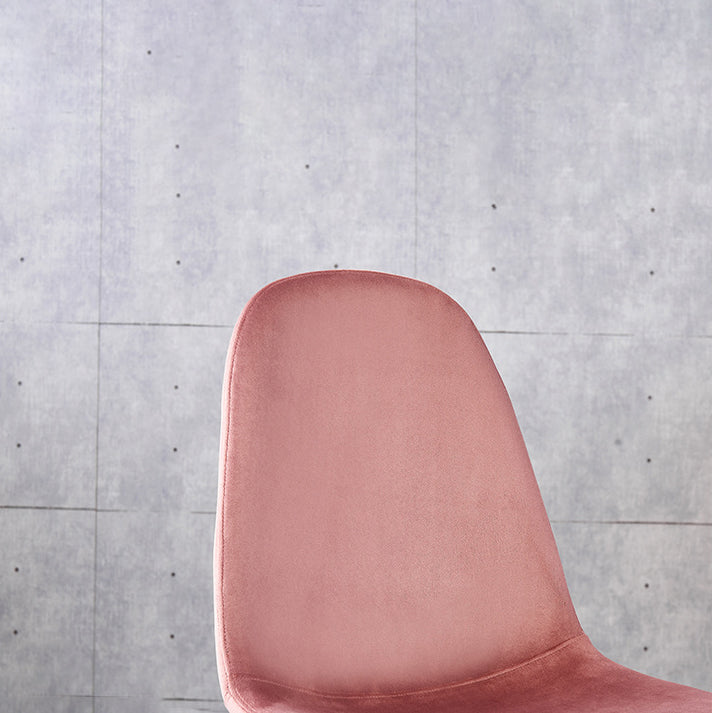 Indoor Armless Dining Chairs Velvet Solid Back Side Chairs with Metal Legs