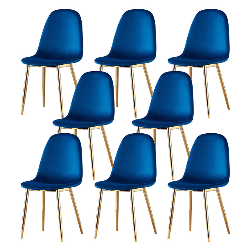 Indoor Armless Dining Chairs Velvet Solid Back Side Chairs with Metal Legs
