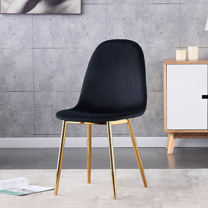 Indoor Armless Dining Chairs Velvet Solid Back Side Chairs with Metal Legs