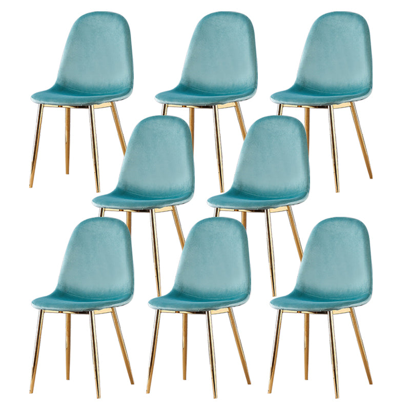 Indoor Armless Dining Chairs Velvet Solid Back Side Chairs with Metal Legs