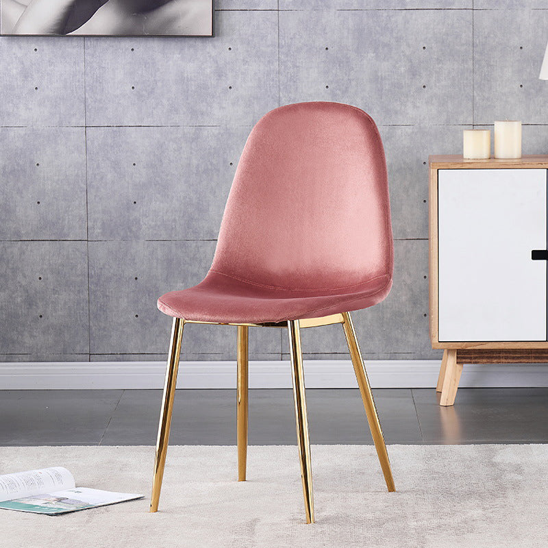Indoor Armless Dining Chairs Velvet Solid Back Side Chairs with Metal Legs