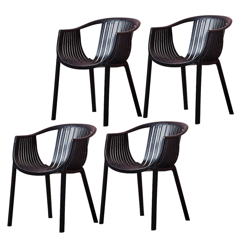 Home Zeitgenössischer Sessel mit Lamellenrücken, stapelbarer Esszimmerstuhl aus Kunststoff