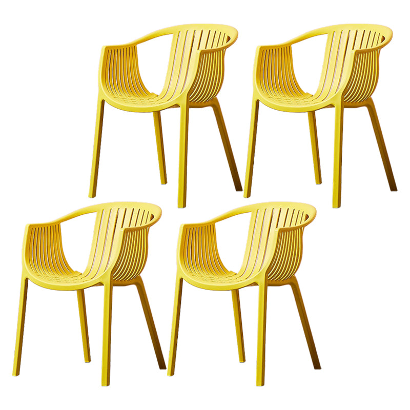 Home Zeitgenössischer Sessel mit Lamellenrücken, stapelbarer Esszimmerstuhl aus Kunststoff