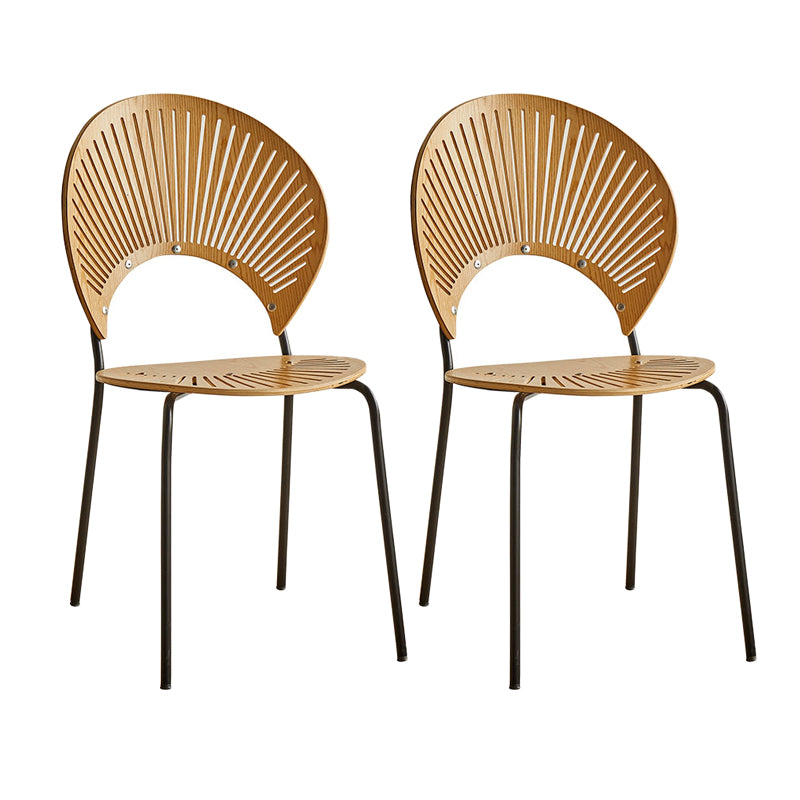 Juego de sillas de comedor de metal Silla lateral ovalada con respaldo abierto de estilo contemporáneo