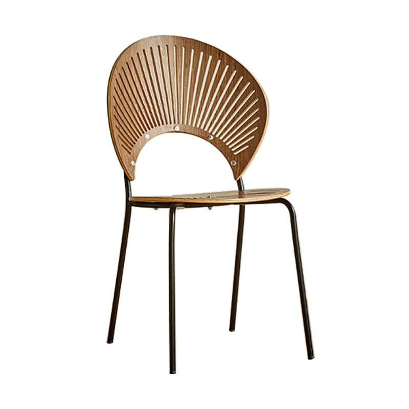 Juego de sillas de comedor de metal Silla lateral ovalada con respaldo abierto de estilo contemporáneo
