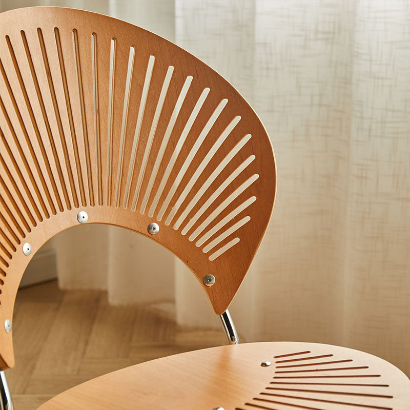 Juego de sillas de comedor de metal Silla lateral ovalada con respaldo abierto de estilo contemporáneo