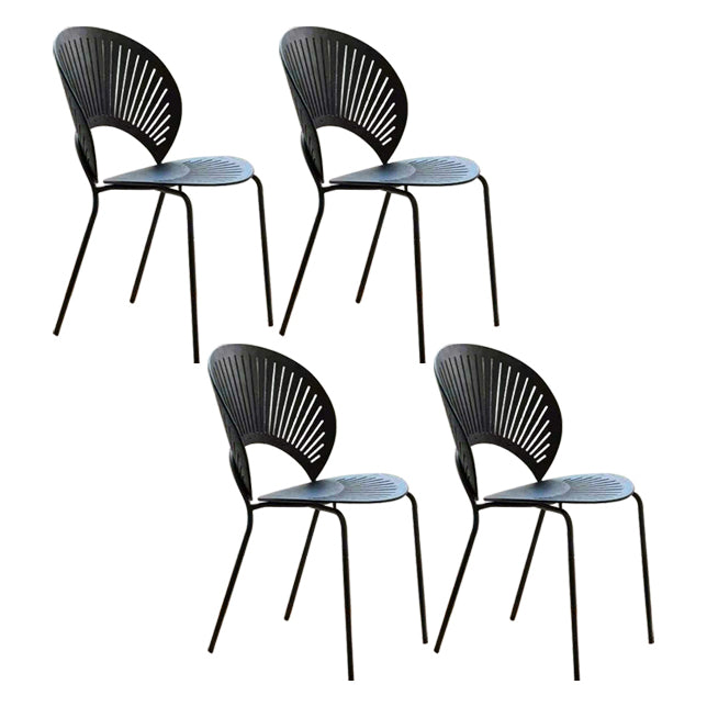 Juego de sillas de comedor de metal Silla lateral ovalada con respaldo abierto de estilo contemporáneo