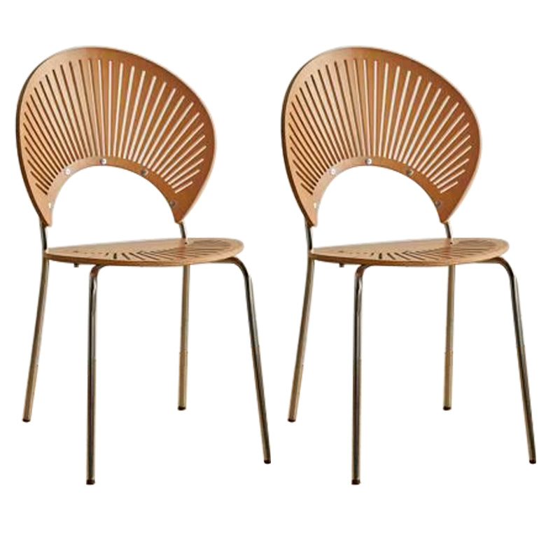 Juego de sillas de comedor de metal Silla lateral ovalada con respaldo abierto de estilo contemporáneo