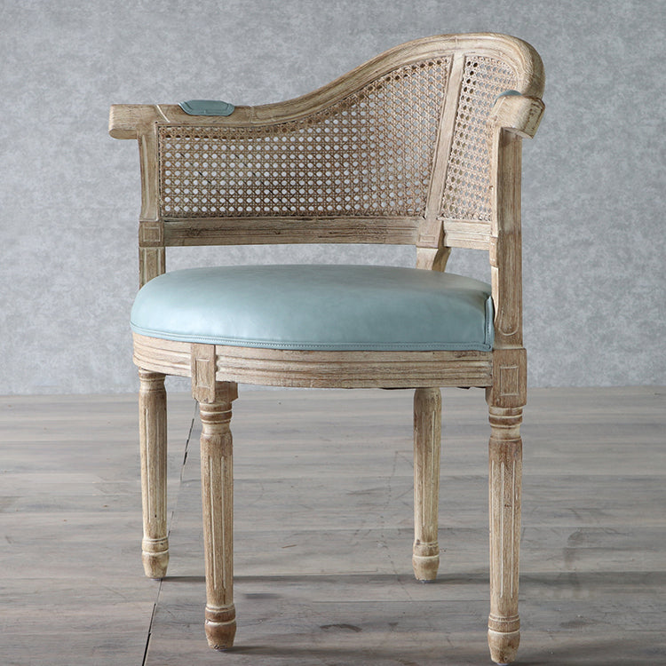 Solid Wood Country Style Dining Room Chairs Matte Finish Open Back Dining Arm Chairs