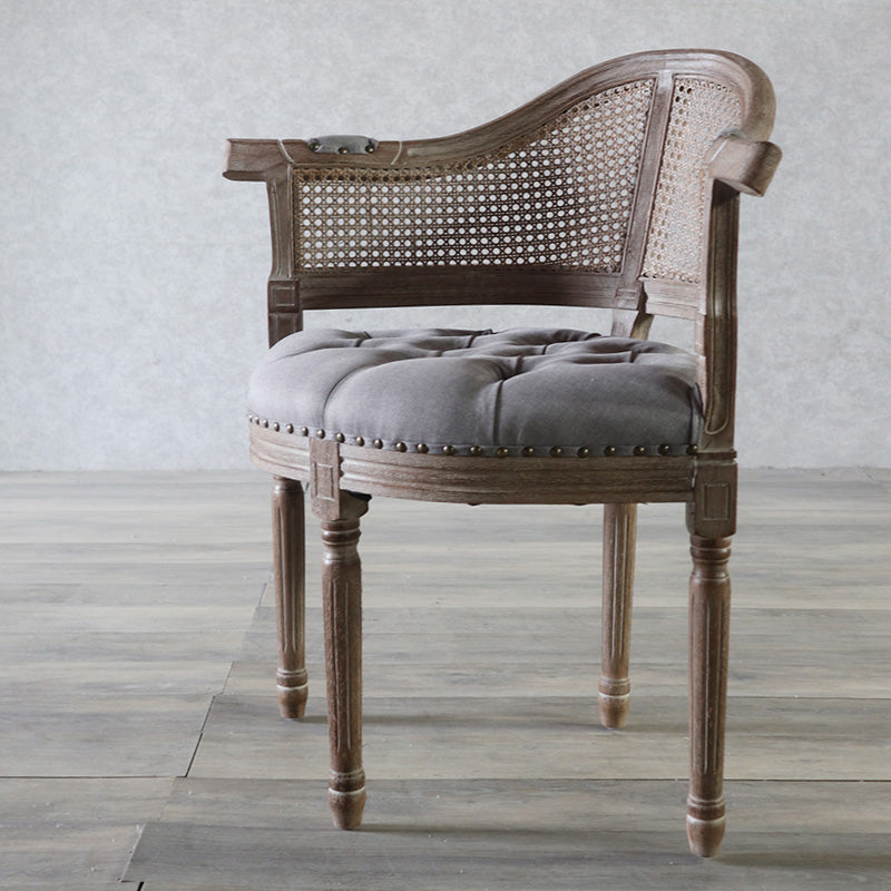 Solid Wood Country Style Dining Room Chairs Matte Finish Open Back Dining Arm Chairs