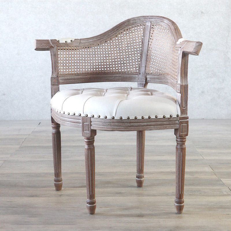 Solid Wood Country Style Dining Room Chairs Matte Finish Open Back Dining Arm Chairs