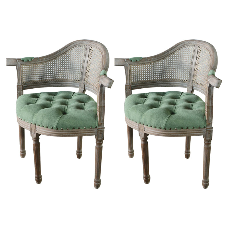 Solid Wood Country Style Dining Room Chairs Matte Finish Open Back Dining Arm Chairs