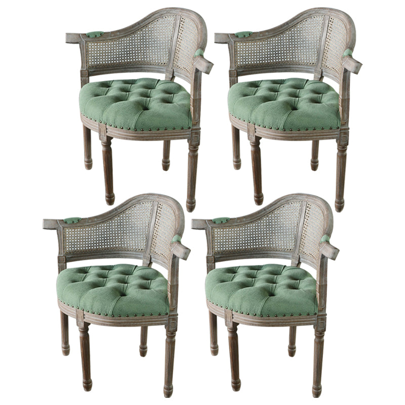 Solid Wood Country Style Dining Room Chairs Matte Finish Open Back Dining Arm Chairs