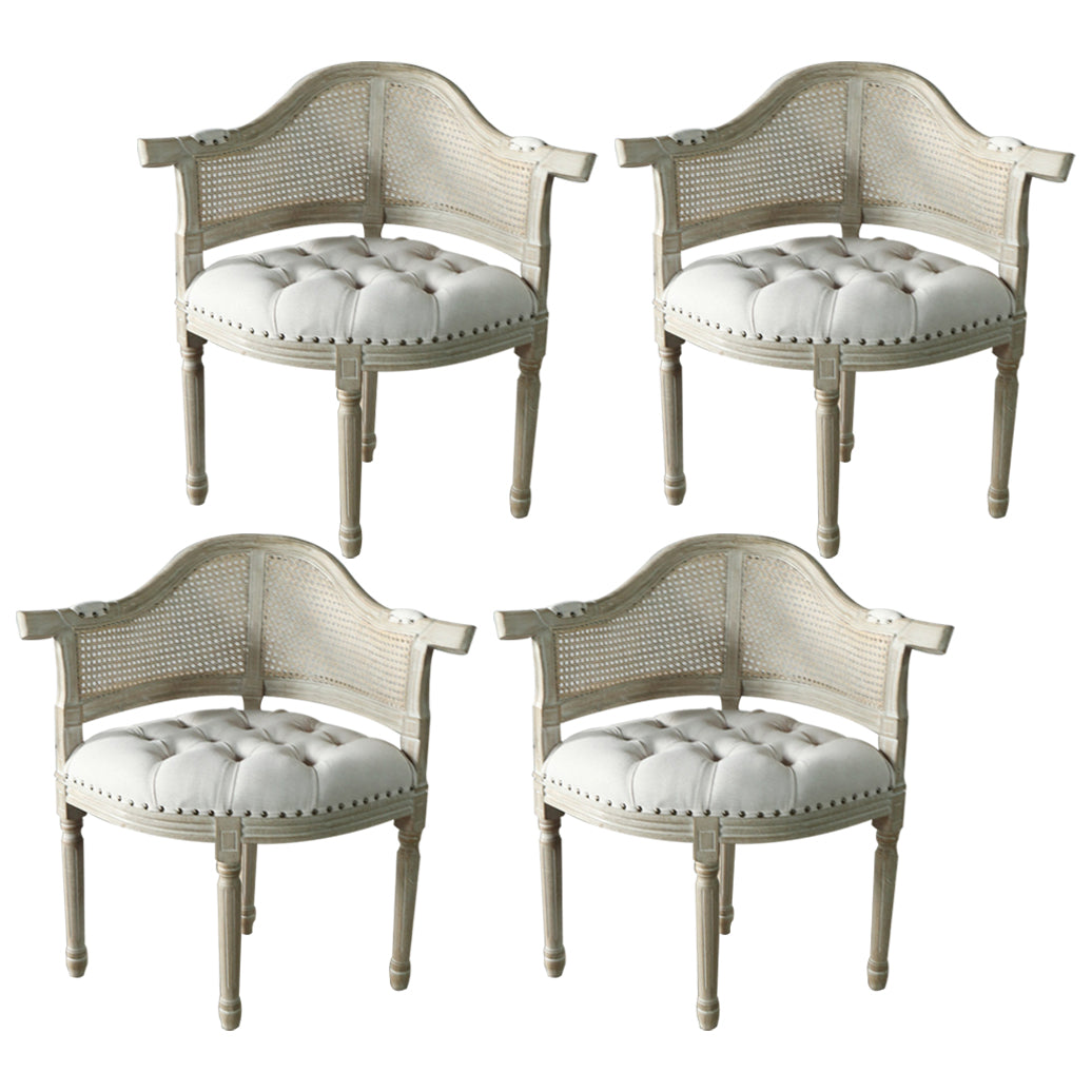 Solid Wood Country Style Dining Room Chairs Matte Finish Open Back Dining Arm Chairs