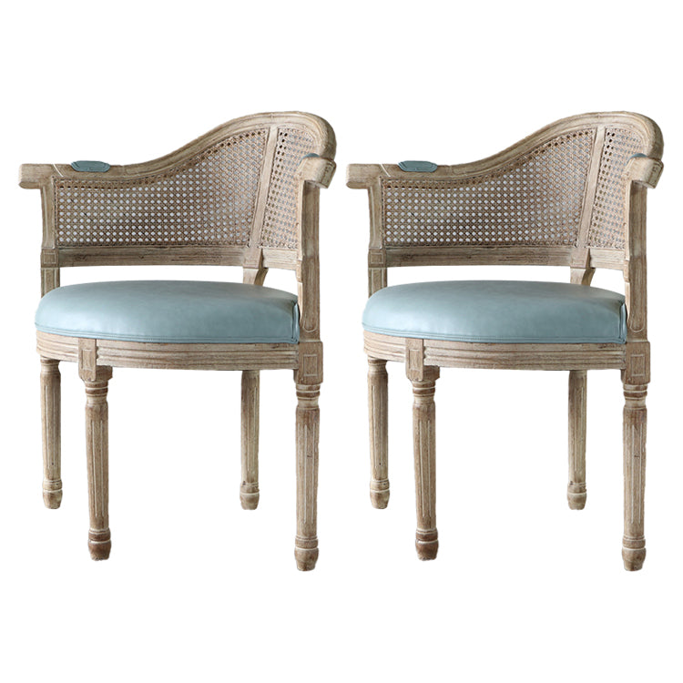 Solid Wood Country Style Dining Room Chairs Matte Finish Open Back Dining Arm Chairs