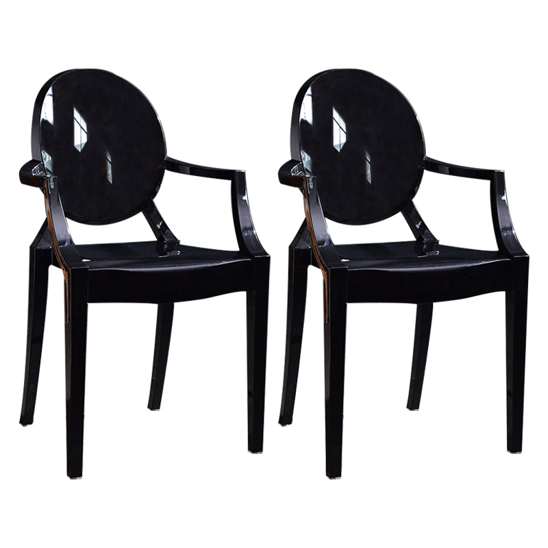 Scandinavian Plastic Dining Arm Chair Open Back Side Chair for Home Use