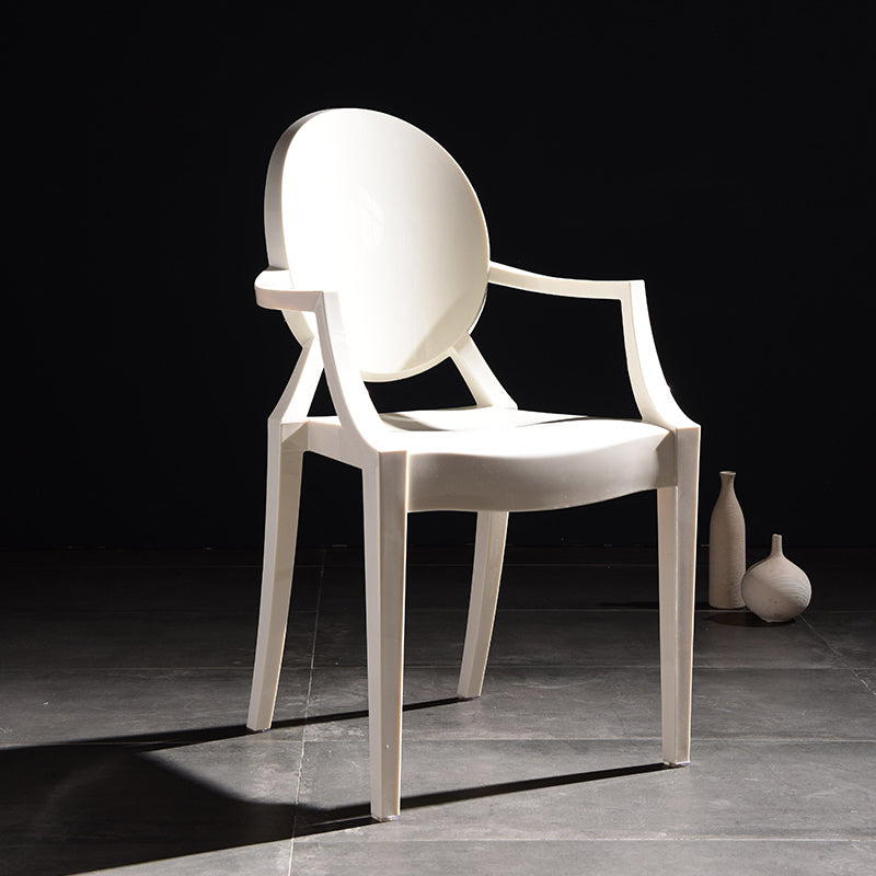 Scandinavian Plastic Dining Arm Chair Open Back Side Chair for Home Use