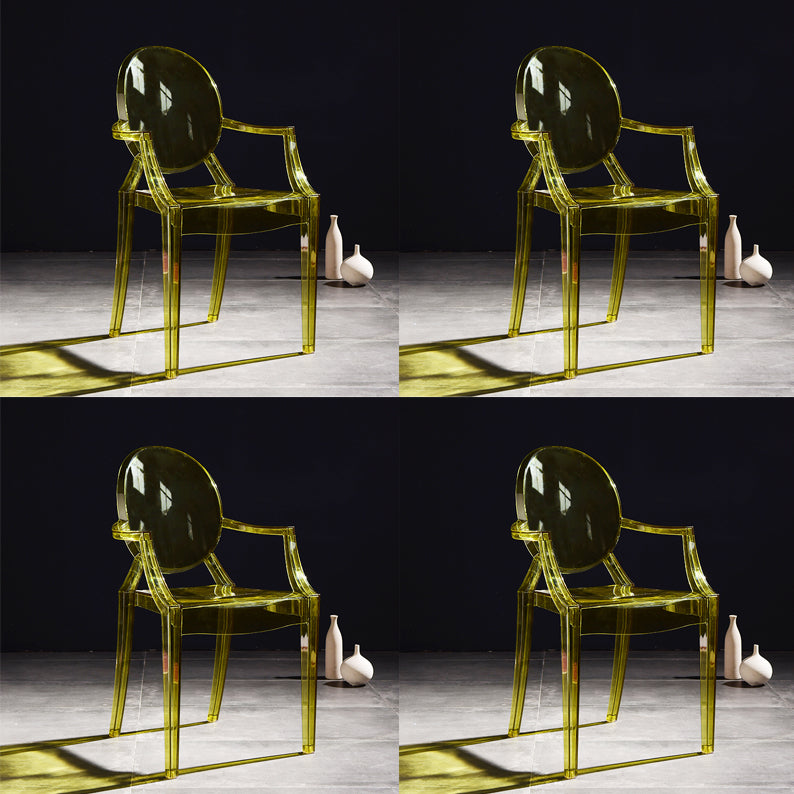 Scandinavian Plastic Dining Arm Chair Open Back Side Chair for Home Use
