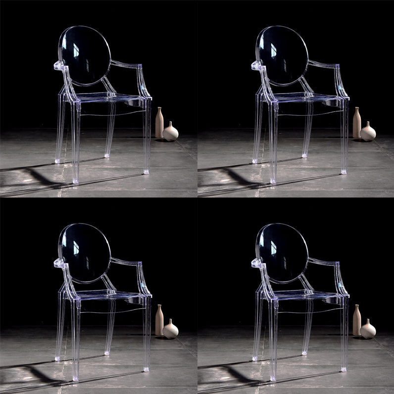 Scandinavian Plastic Dining Arm Chair Open Back Side Chair for Home Use