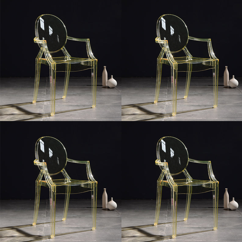 Scandinavian Plastic Dining Arm Chair Open Back Side Chair for Home Use